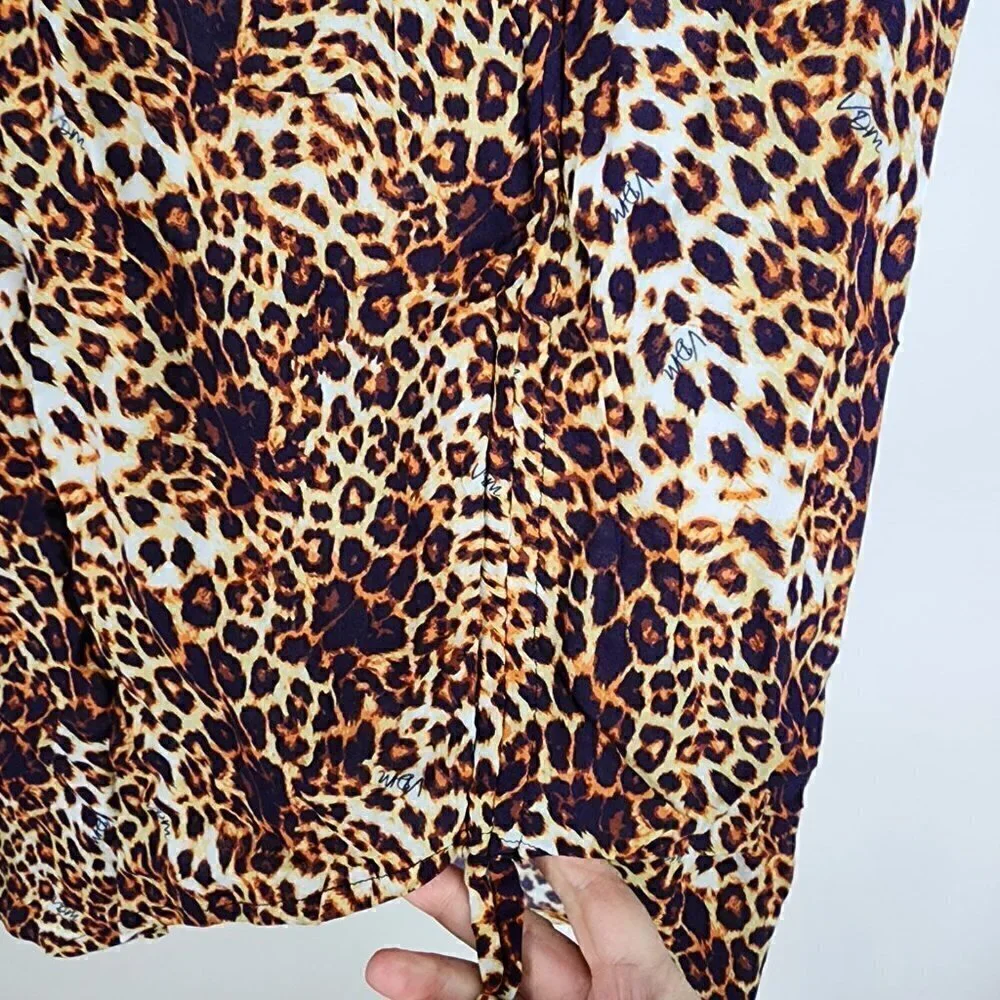 NWT VDM The Label Stassie Leopard Print Ruched Detail Skirt Small